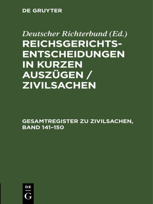 cover image of Gesamtregister zu Zivilsachen, Band 141–150